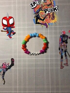 Spider-Man Across The Spider-Verse 'Hobie' Brown Handmade Beaded Kandi Bracelet